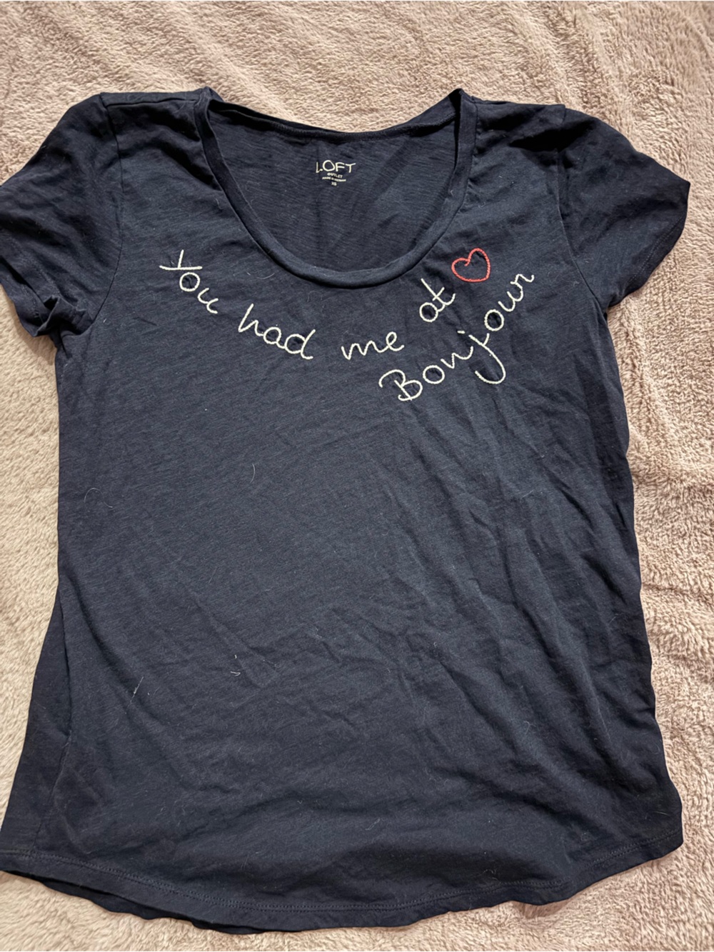 LOFT Navy Scoop Neck Tee